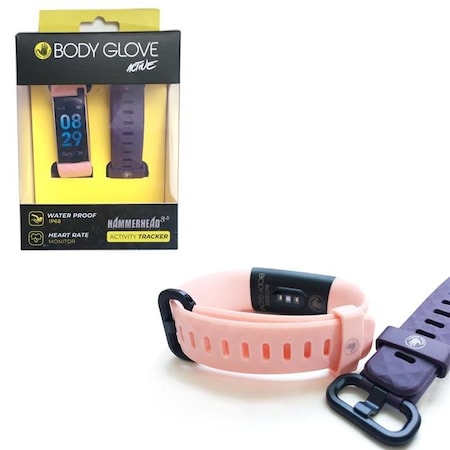 Body Glove Surge Body Glove BGTR035PK-PU-SET Body Glove Activty & Fitness Tracker & Heart Rate Monitor with Alternative Colored Extra Strap; Pink Watch with Purple Extra Strap BGTR035PK-PU-SET
